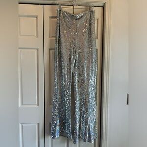 Nasty Gal NWT sequin pants with side zipper, 12